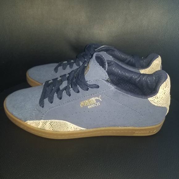 Puma Match Lo Blue Suede/Snake Kids 4.5 Women's 6 - Picture 3 of 11